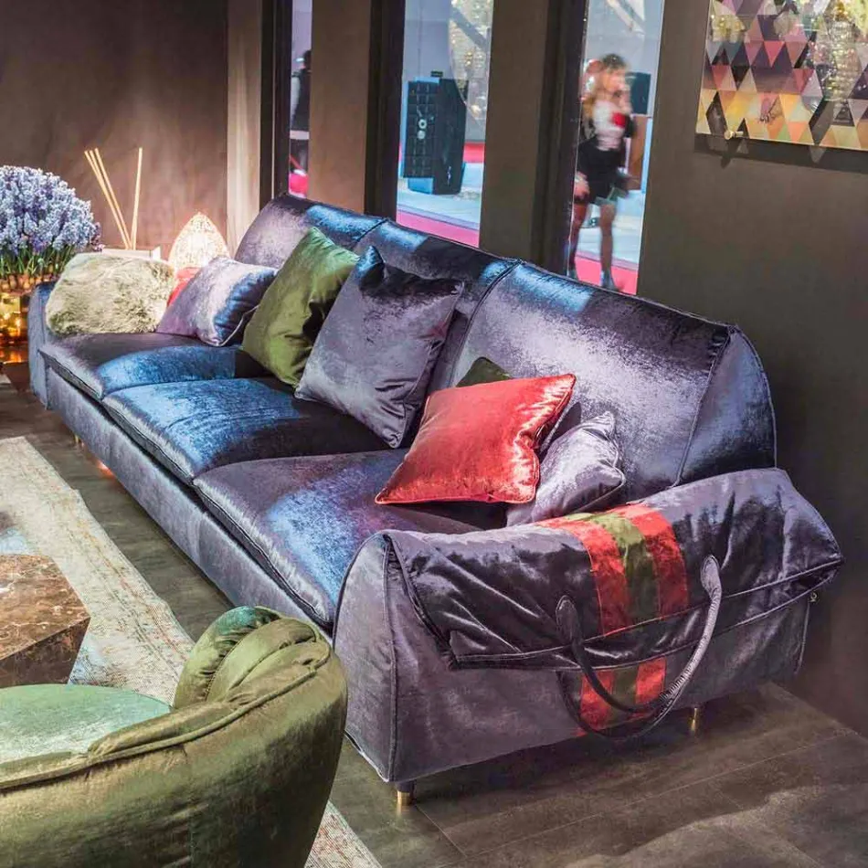 Sofa stof met lineaire portierarmsteunen Axel objecten Viadurini