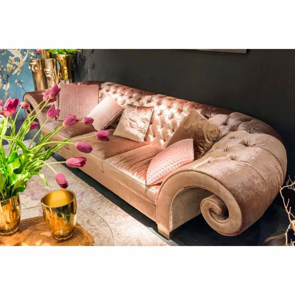 Lineaire sofa in stof werkte gewatteerde klassieke Baloo Viadurini