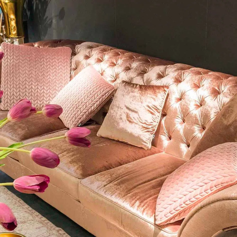 Lineaire sofa in stof werkte gewatteerde klassieke Baloo Viadurini