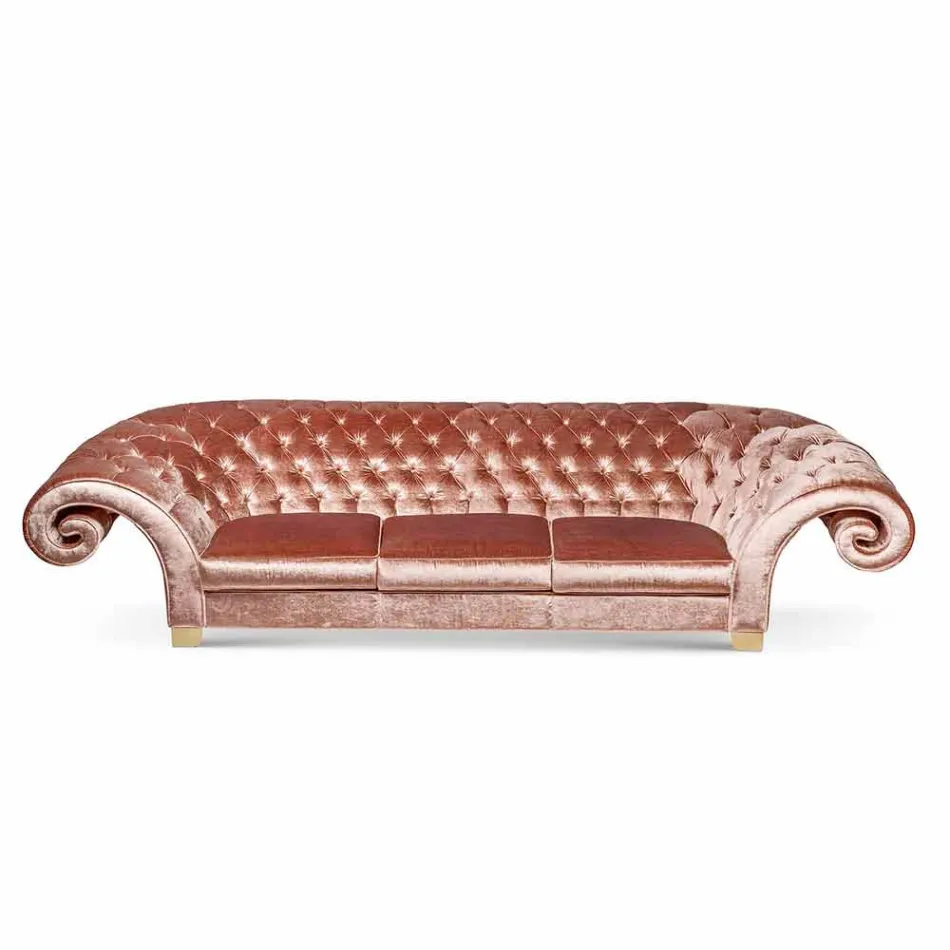 Lineaire sofa in stof werkte gewatteerde klassieke Baloo Viadurini