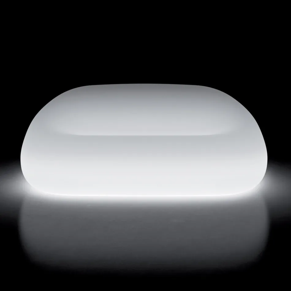 Heldere buitenbank met LED-licht in polyethyleen Made in Italy - Ervin Viadurini