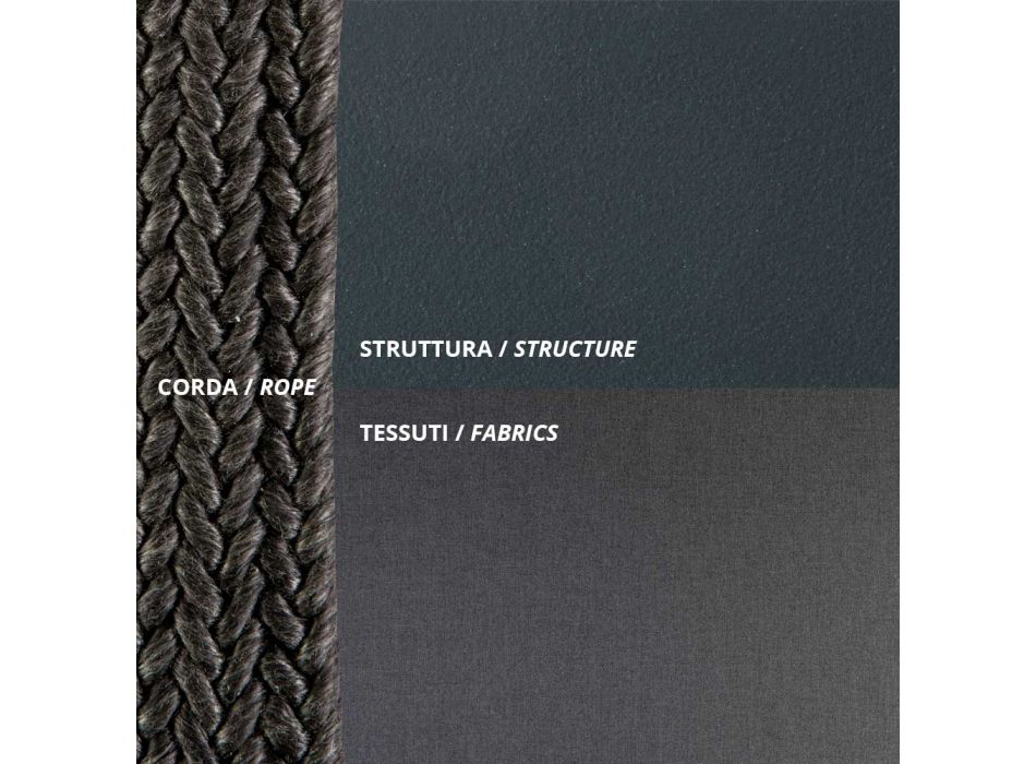 Buitenbank van staal en touw in verschillende maten met kussens Made in Italy - Helga Viadurini