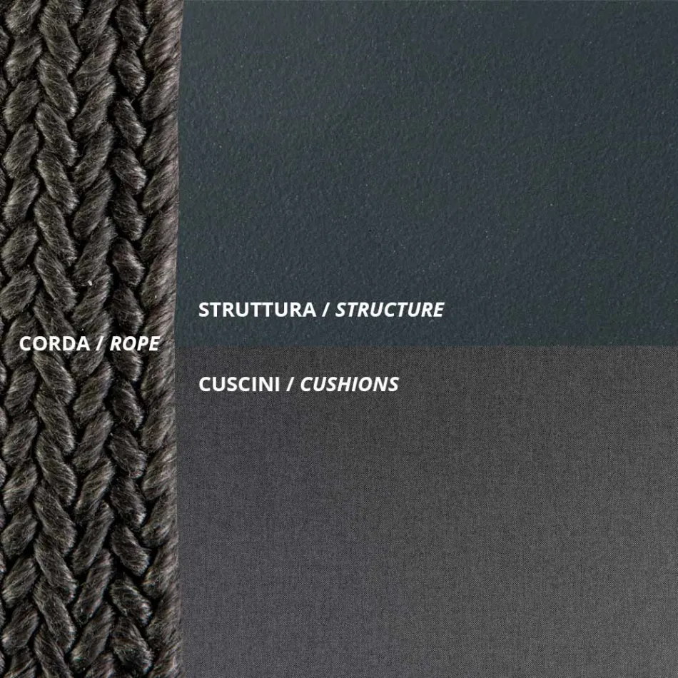 Buitenbank van staal, verschillende maten en kussens inbegrepen Made in Italy - Bronn Viadurini