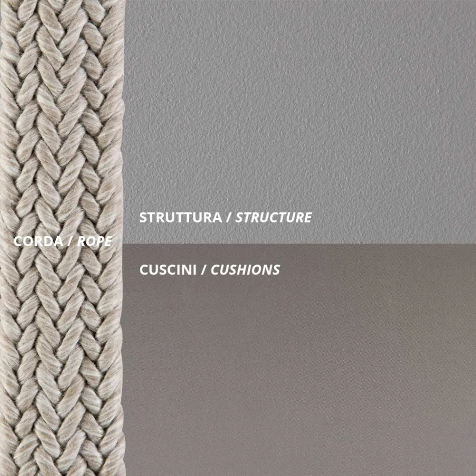 Buitenbank van staal, verschillende maten en kussens inbegrepen Made in Italy - Bronn Viadurini