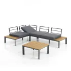 Bank om te bouwen tot chaise longue met verstelbare rugleuning en salontafel - Finir Viadurini