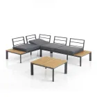 Bank om te bouwen tot chaise longue met verstelbare rugleuning en salontafel - Finir Viadurini