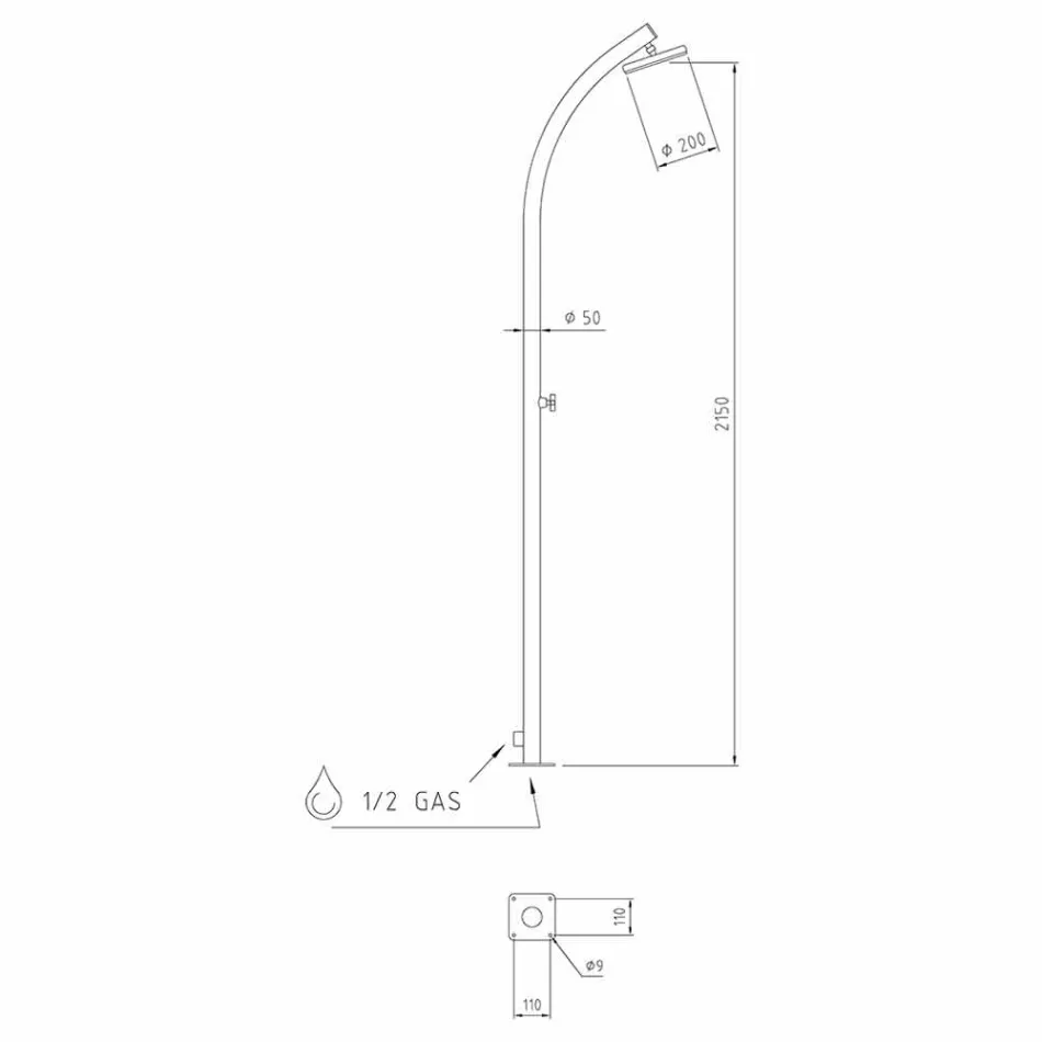 Buitendouche met roestvrijstalen schroefkraan Made in Italy - Yuki Viadurini