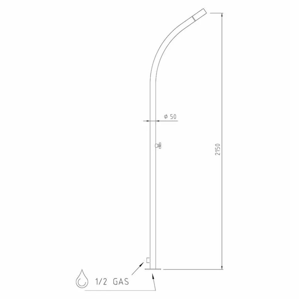 Tuindouche met ingebouwde roestvrijstalen douchekop Made in Italy - Yuki Viadurini