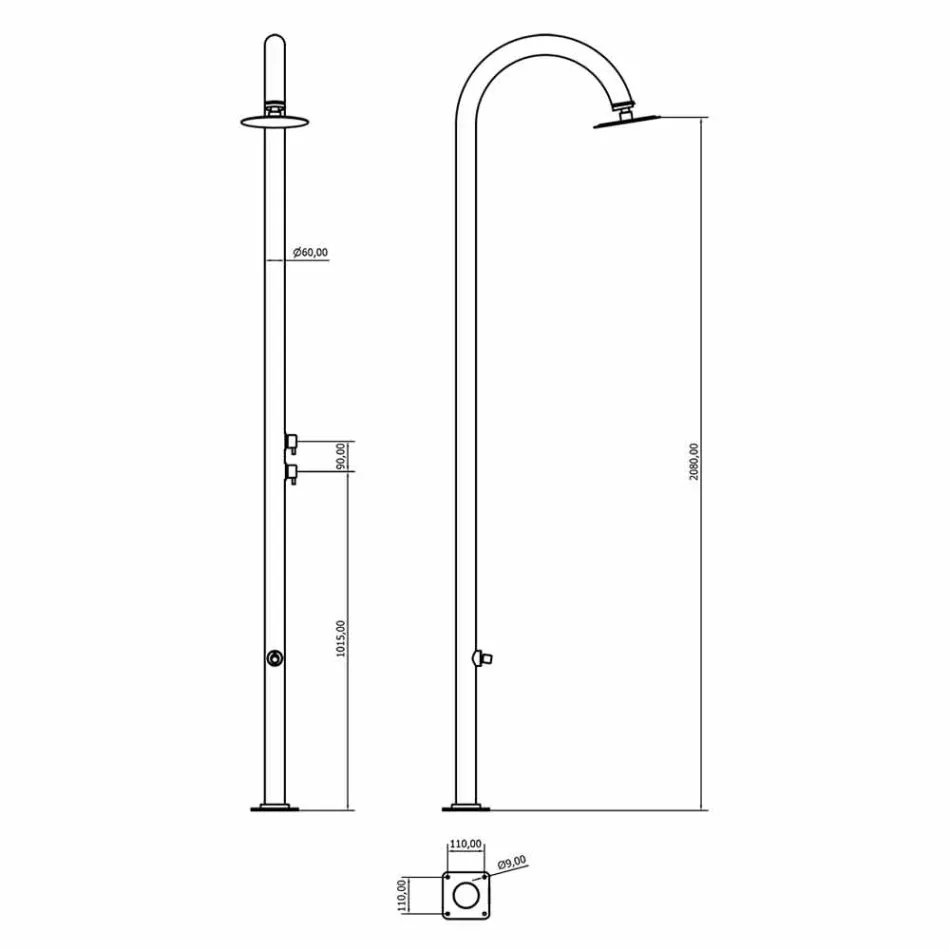 Verchroomde roestvrijstalen tuindouche met voetdouche Made in Italy - Marlen Viadurini