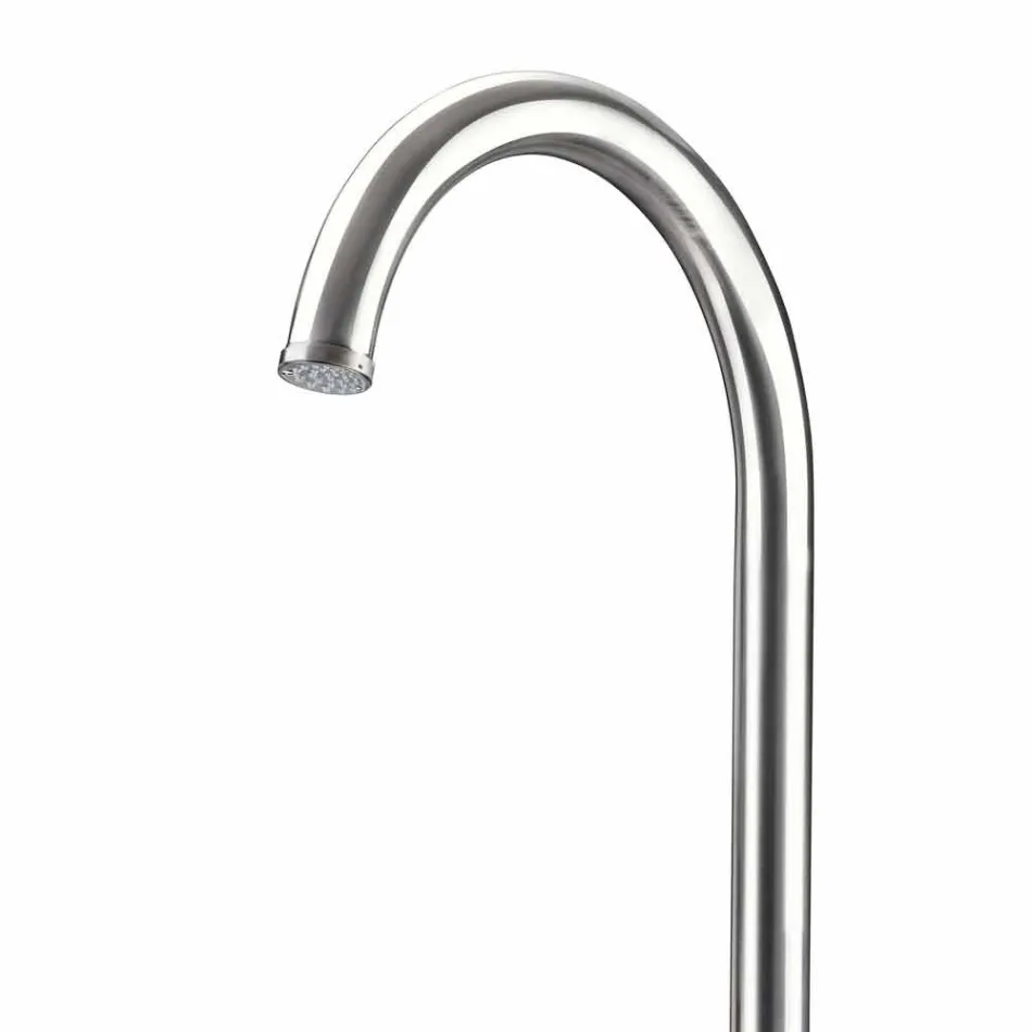 Verchroomde roestvrijstalen tuindouche met voetdouche Made in Italy - Marlen Viadurini