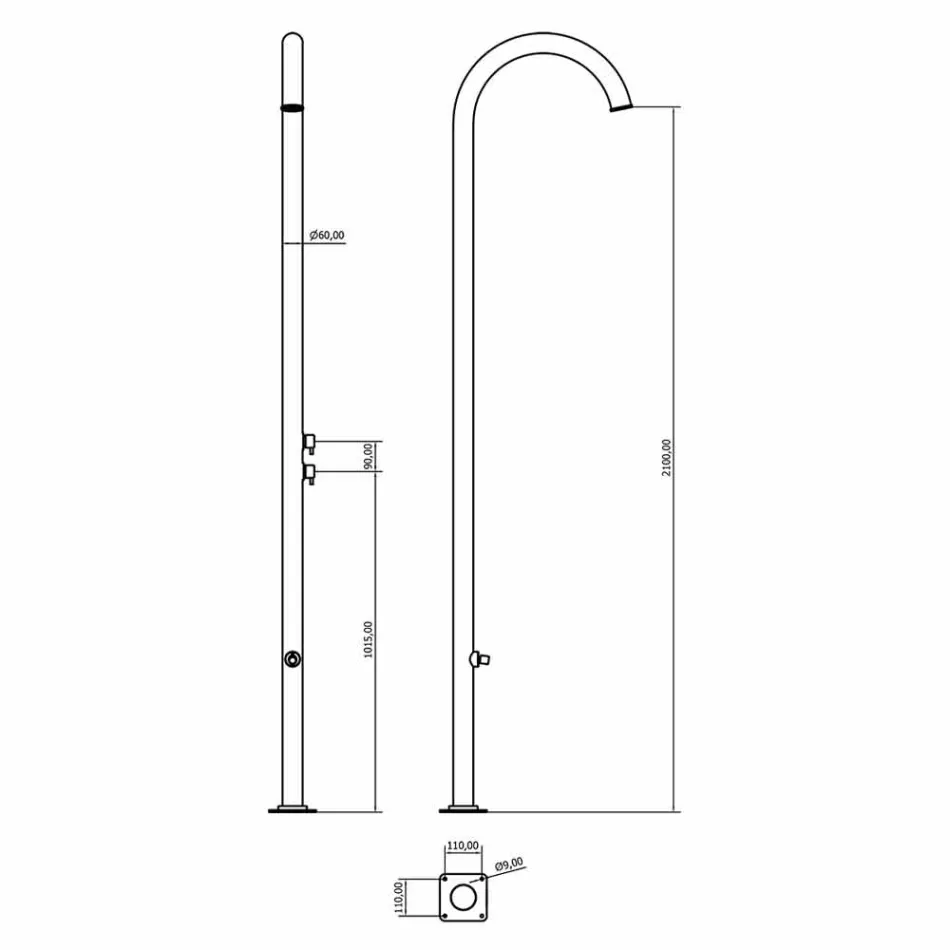 Verchroomde roestvrijstalen tuindouche met voetdouche Made in Italy - Marlen Viadurini