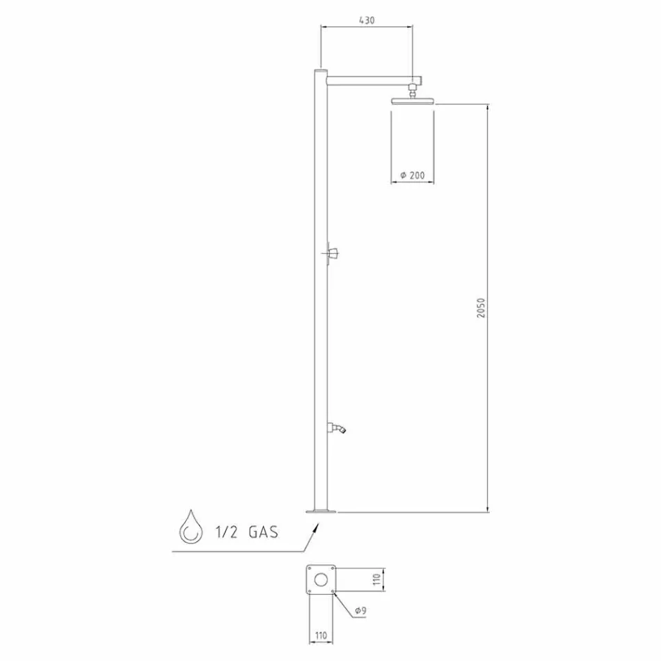 Buitendouche in verchroomd roestvrij staal met mengkraan Made in Italy - Modeo Viadurini
