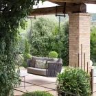 2-zits schommelstoel van metaal en touw met stoffen zitting Made in Italy - Mari Viadurini