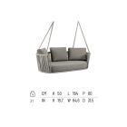 2-zits schommelstoel van metaal en touw met stoffen zitting Made in Italy - Mari Viadurini