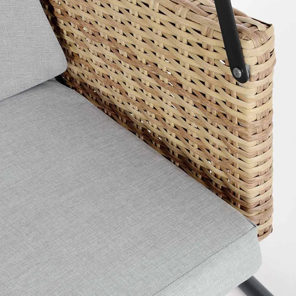 3-zits buitenschommel in staal en armleuningen van polyrotan - Settle Viadurini