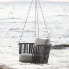 Stalen tuinschommel met touwen en kussens inbegrepen Made in Italy - Bronn Viadurini