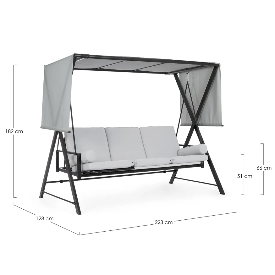 Schommel om te bouwen tot een bed voor de tuin in staal en stof - Recall  Viadurini