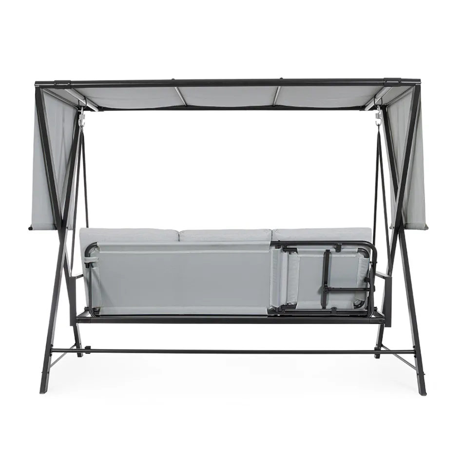Schommel om te bouwen tot een bed voor de tuin in staal en stof - Recall  Viadurini