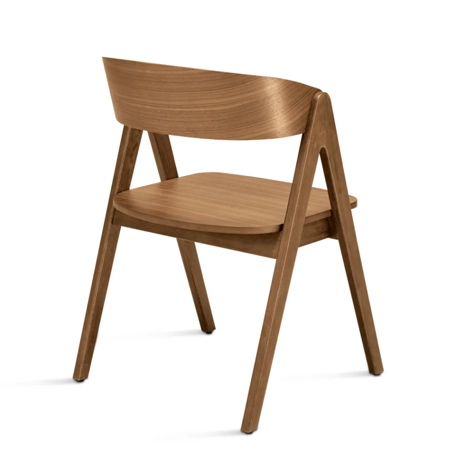 Twee stoelen met een houtnerfstructuur en een gebogen rugleuning in twee kleuren - Vesta Viadurini