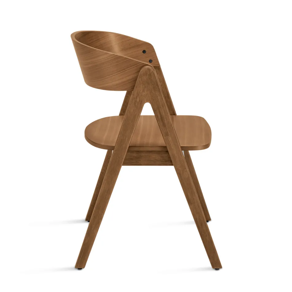 Twee stoelen met een houtnerfstructuur en een gebogen rugleuning in twee kleuren - Vesta Viadurini