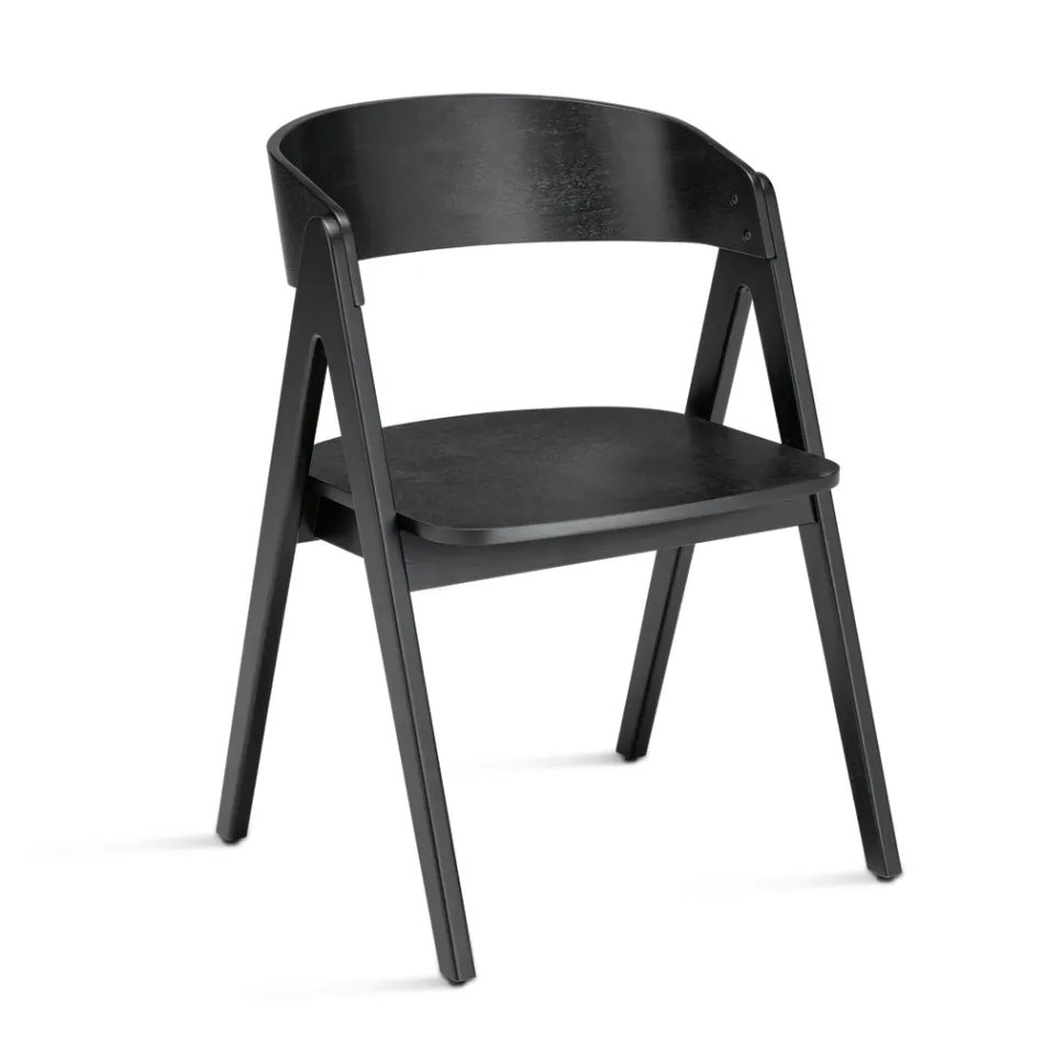 Twee stoelen met een houtnerfstructuur en een gebogen rugleuning in twee kleuren - Vesta Viadurini