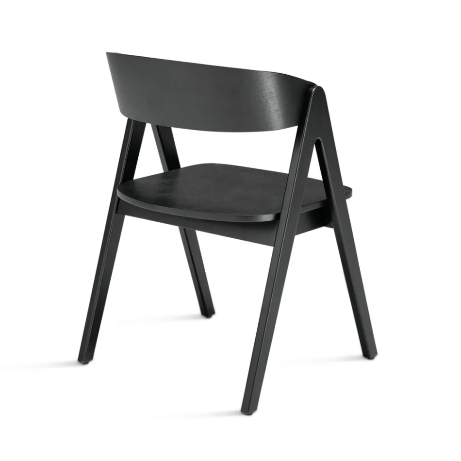 Twee stoelen met een houtnerfstructuur en een gebogen rugleuning in twee kleuren - Vesta Viadurini