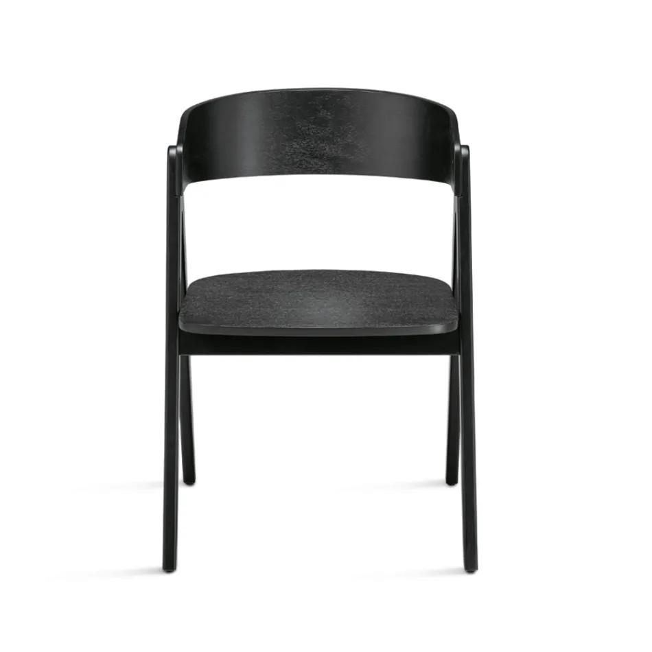 Twee stoelen met een houtnerfstructuur en een gebogen rugleuning in twee kleuren - Vesta Viadurini