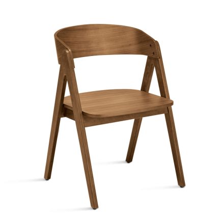Twee stoelen met een houtnerfstructuur en een gebogen rugleuning in twee kleuren - Vesta Viadurini