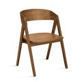 Twee stoelen met een houtnerfstructuur en een gebogen rugleuning in twee kleuren - Vesta