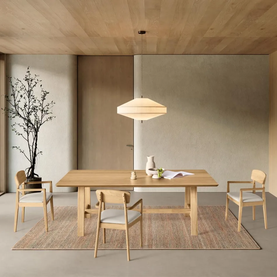 Twee stoelen met een milieuvriendelijk houten frame en een gewatteerde MDF-zitting - Loto Viadurini