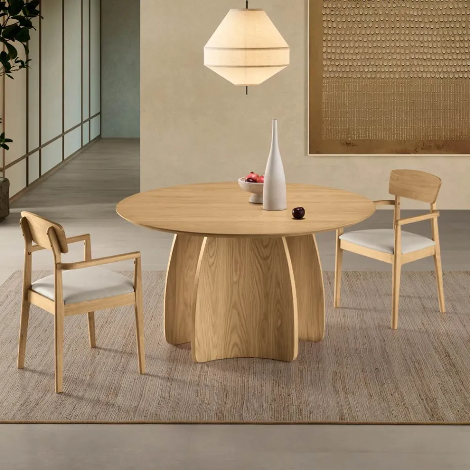 Twee stoelen met een milieuvriendelijk houten frame en een gewatteerde MDF-zitting - Loto Viadurini