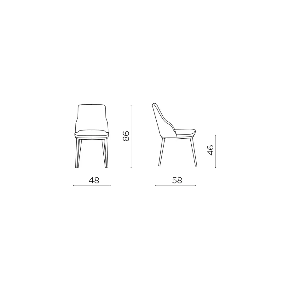Twee gestoffeerde stoelen met een metalen frame en een evenwichtig ontwerp - Zijde Viadurini