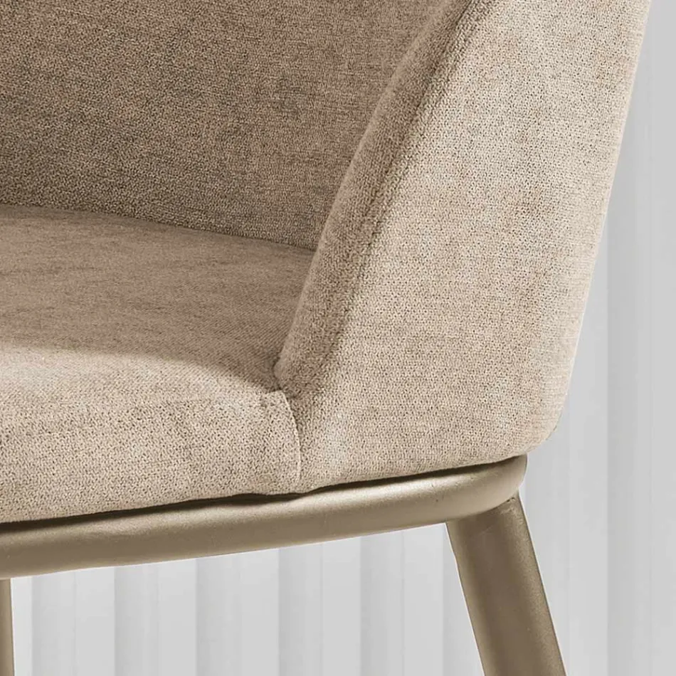 Twee gestoffeerde stoelen met een metalen frame en een evenwichtig ontwerp - Zijde Viadurini