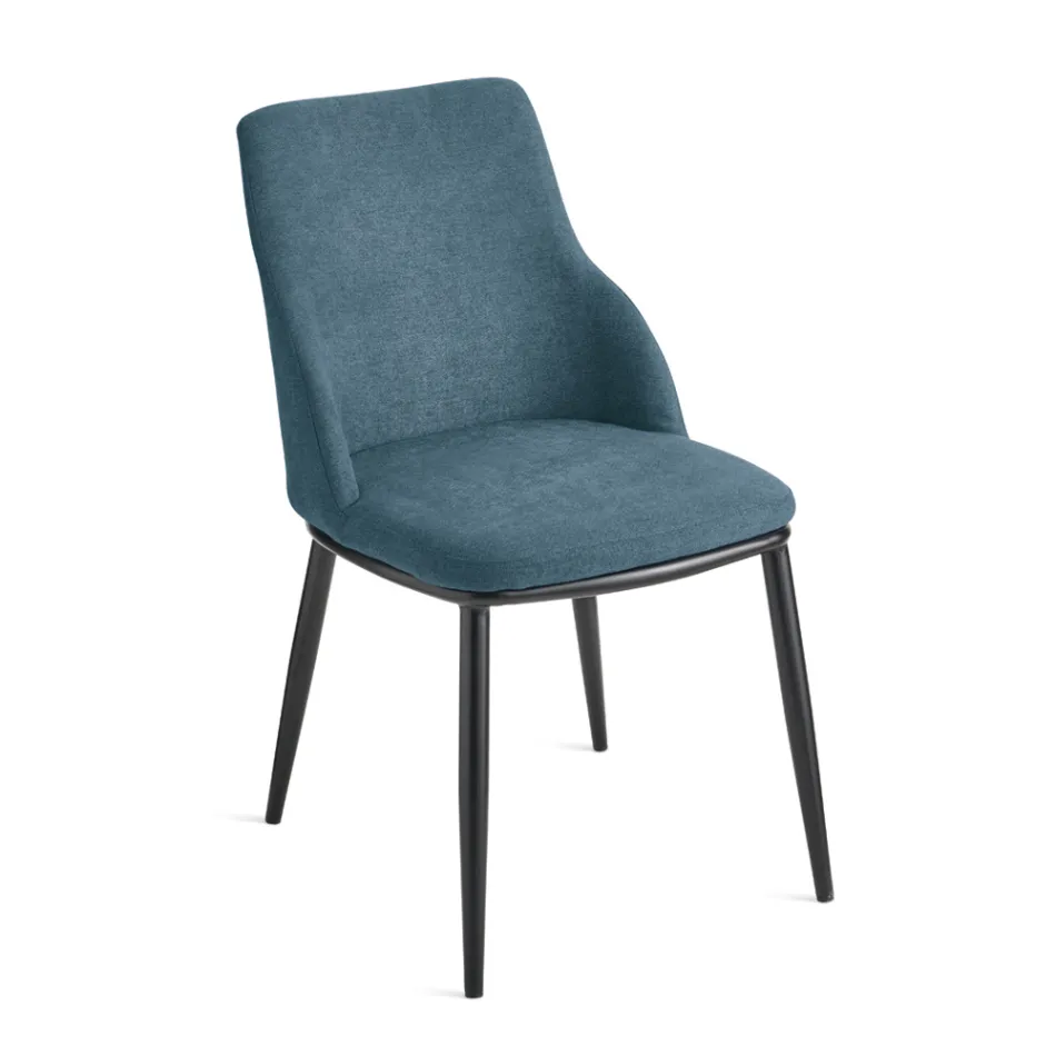 Twee gestoffeerde stoelen met een metalen frame en een evenwichtig ontwerp - Zijde Viadurini