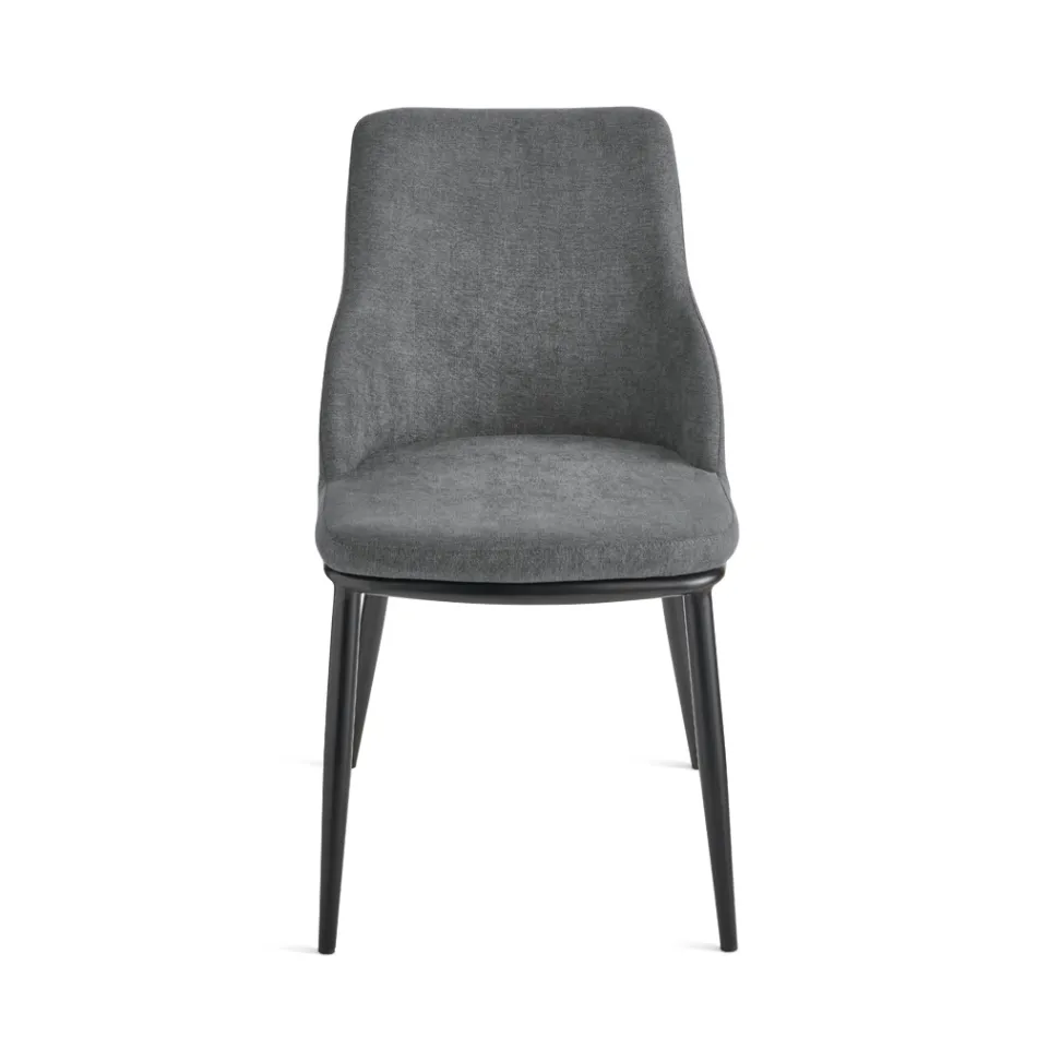 Twee gestoffeerde stoelen met een metalen frame en een evenwichtig ontwerp - Zijde Viadurini