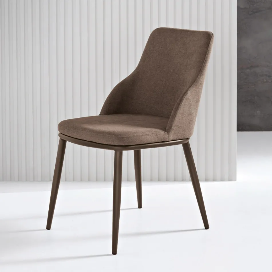 Twee gestoffeerde stoelen met een metalen frame en een evenwichtig ontwerp - Zijde Viadurini