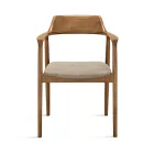 Twee beukenhouten stoelen met gestoffeerde zitting in tweekleurige stof - Dorian Viadurini