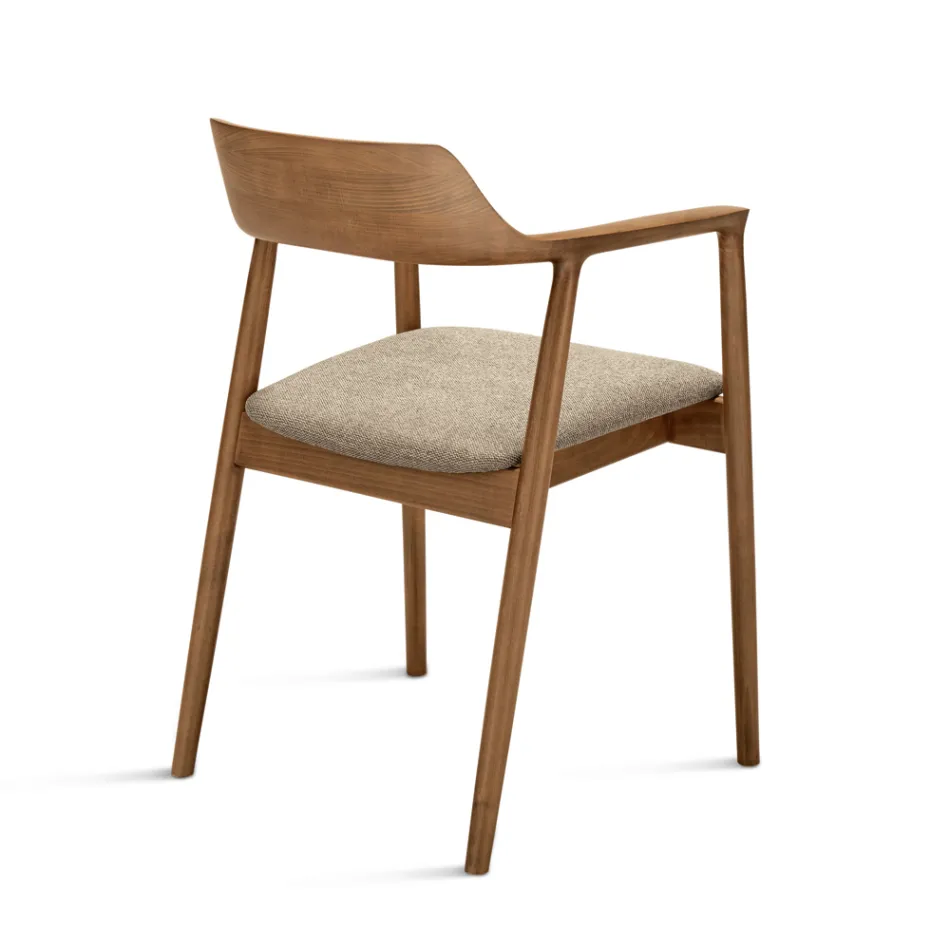 Twee beukenhouten stoelen met gestoffeerde zitting in tweekleurige stof - Dorian Viadurini