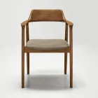 Twee beukenhouten stoelen met gestoffeerde zitting in tweekleurige stof - Dorian Viadurini