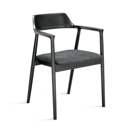 Twee beukenhouten stoelen met gestoffeerde zitting in tweekleurige stof - Dorian Viadurini