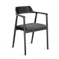 Twee beukenhouten stoelen met gestoffeerde zitting in tweekleurige stof - Dorian