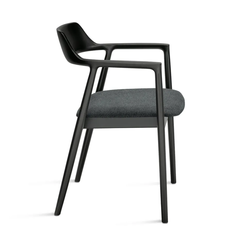Twee beukenhouten stoelen met gestoffeerde zitting in tweekleurige stof - Dorian Viadurini
