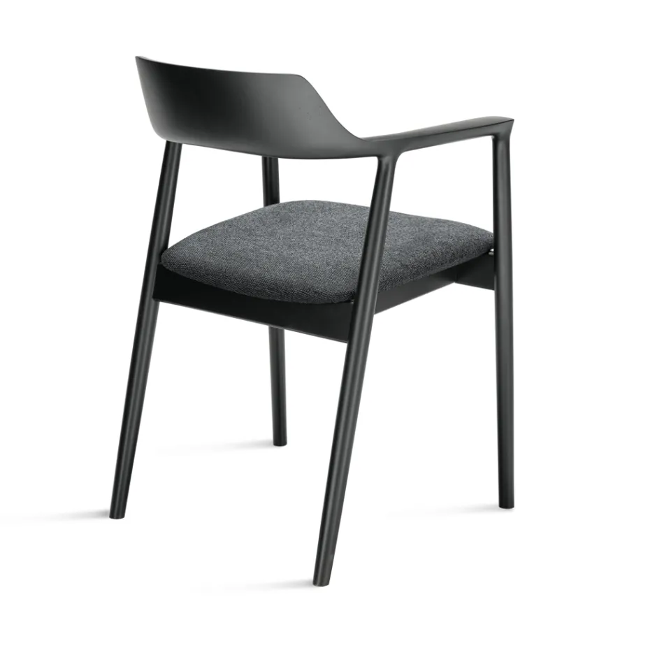 Twee beukenhouten stoelen met gestoffeerde zitting in tweekleurige stof - Dorian Viadurini