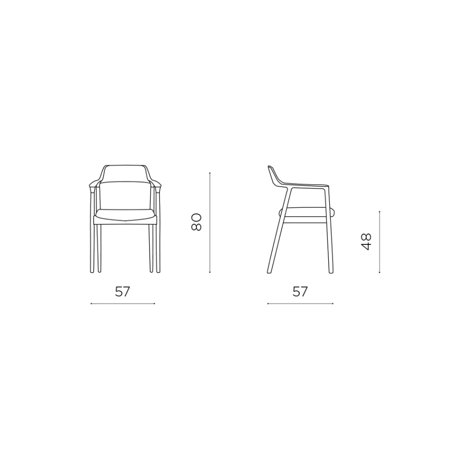 Twee beukenhouten stoelen met gestoffeerde zitting in tweekleurige stof - Dorian Viadurini