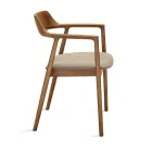 Twee beukenhouten stoelen met gestoffeerde zitting in tweekleurige stof - Dorian Viadurini