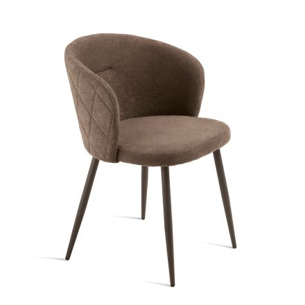 Twee stoelen van gelakt metaal met stoffering in diverse kleuren - Atria Viadurini