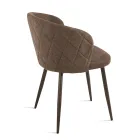 Twee stoelen van gelakt metaal met stoffering in diverse kleuren - Atria Viadurini