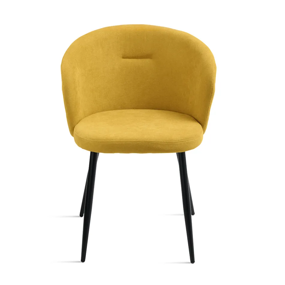 Twee stoelen van gelakt metaal met stoffering in diverse kleuren - Atria Viadurini