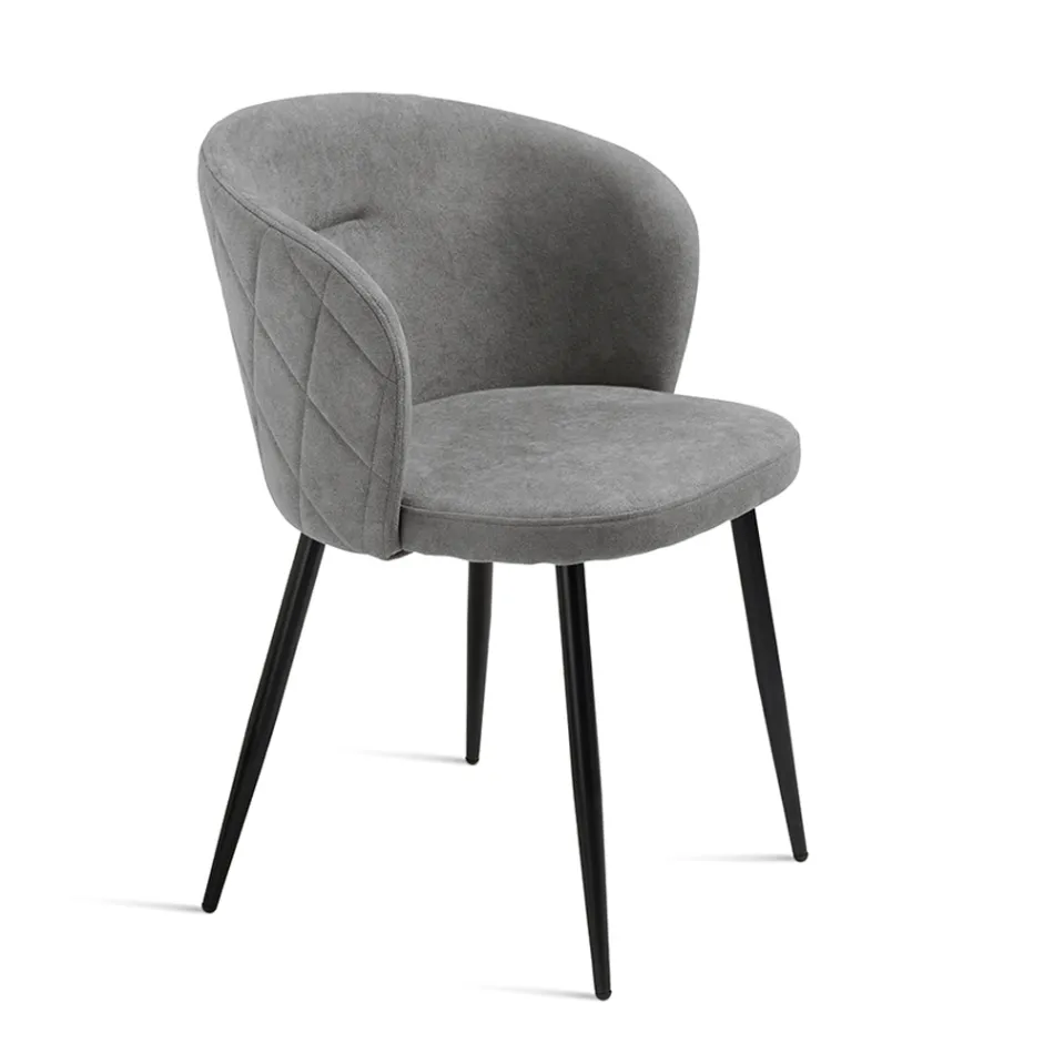Twee stoelen van gelakt metaal met stoffering in diverse kleuren - Atria Viadurini