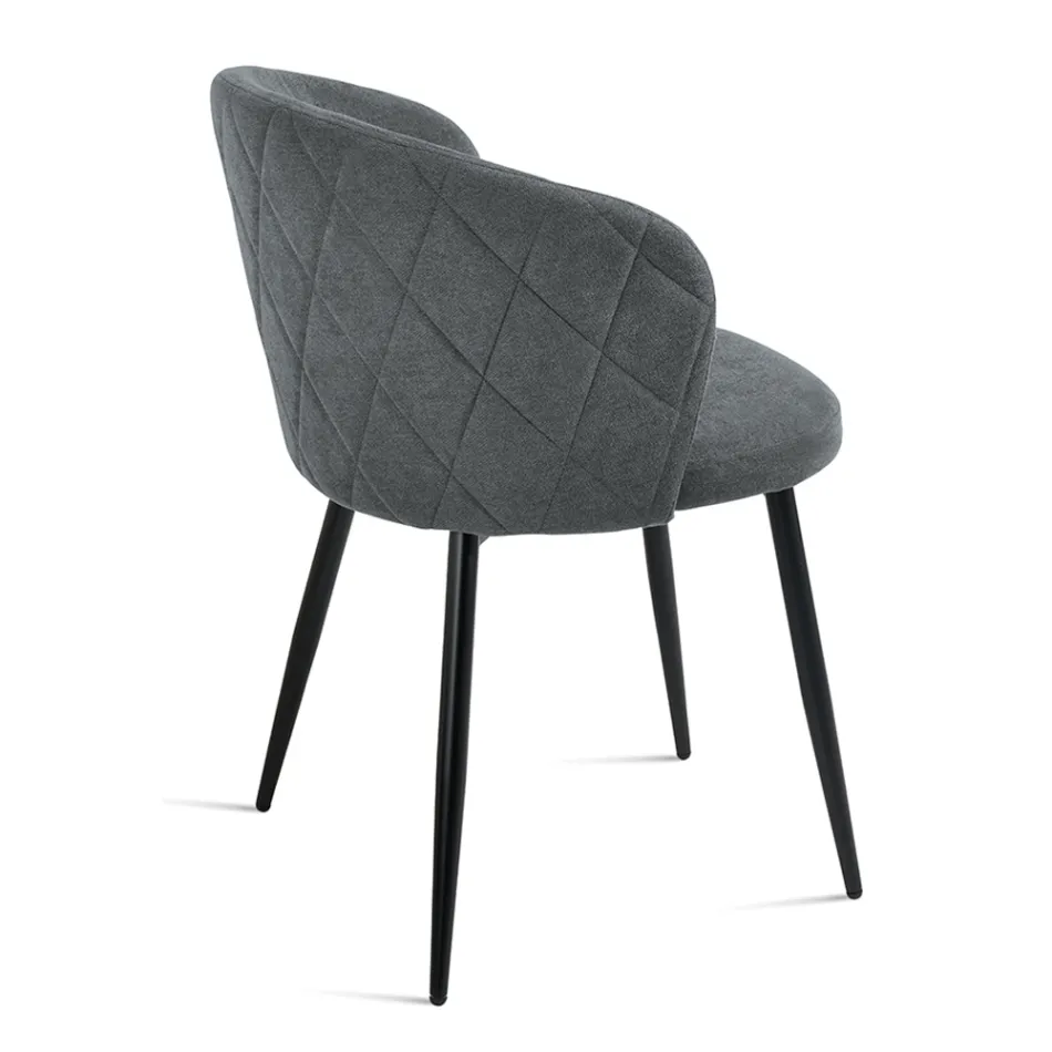 Twee stoelen van gelakt metaal met stoffering in diverse kleuren - Atria Viadurini